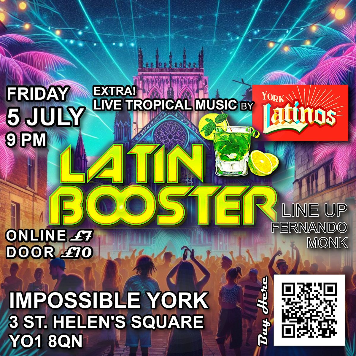 Latin Booster Party + Live Music by York Latinos Band! Impossible York