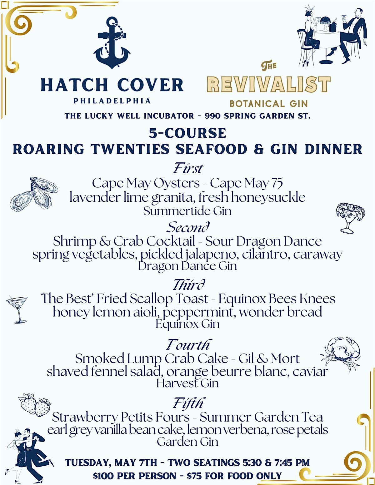 Hatch Cover & The Revivalist Botanical Gin- Roaring 20s Seafood Dinner!