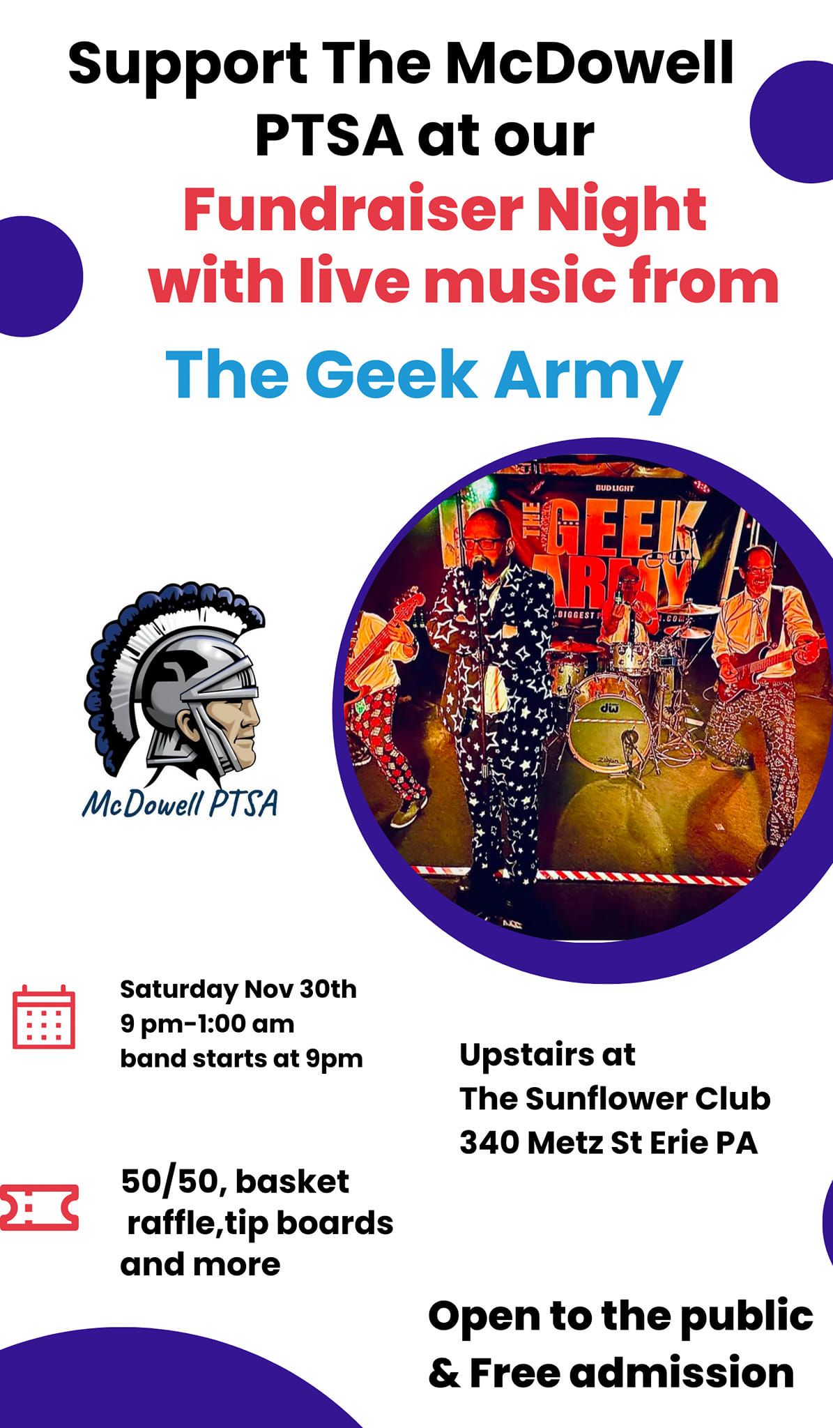 McDowell PTSA Fundraiser Night w\/The Geek Army