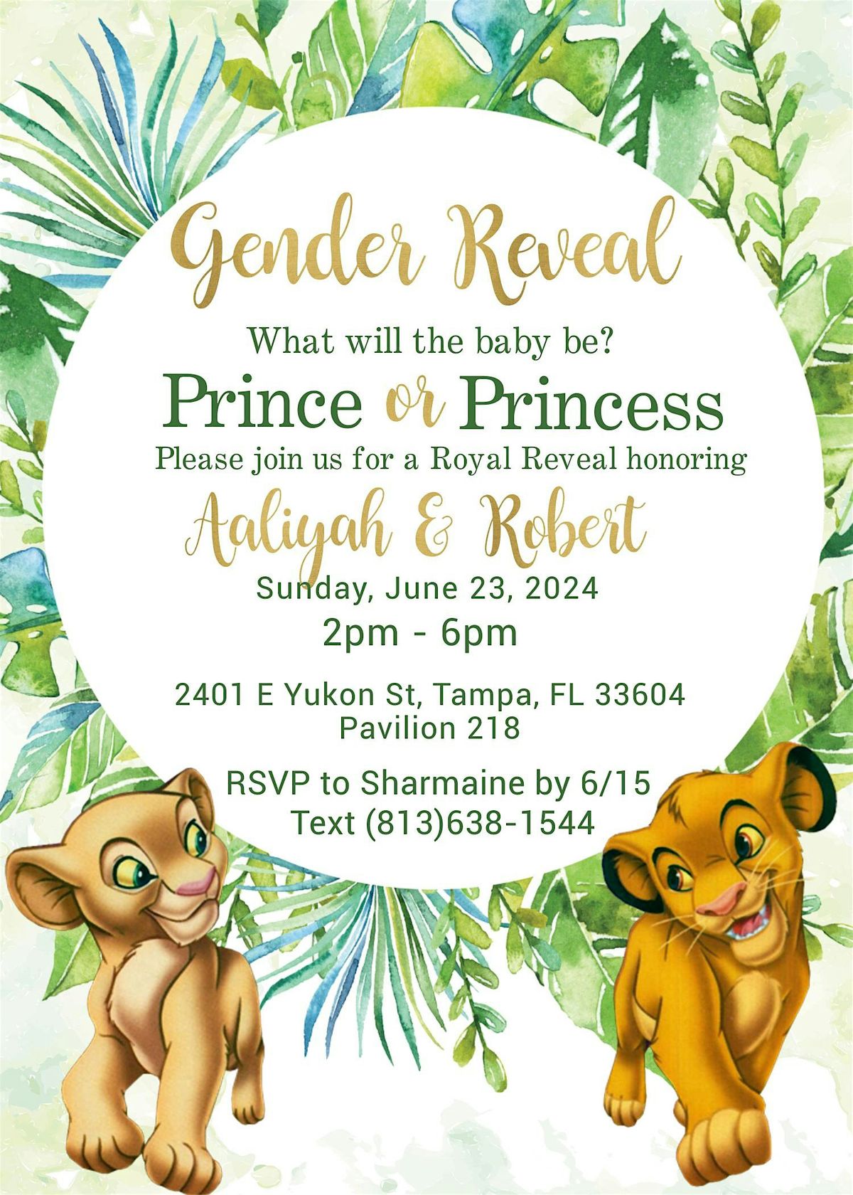 Royal Gender Reveal (Lion King\/ Safari)
