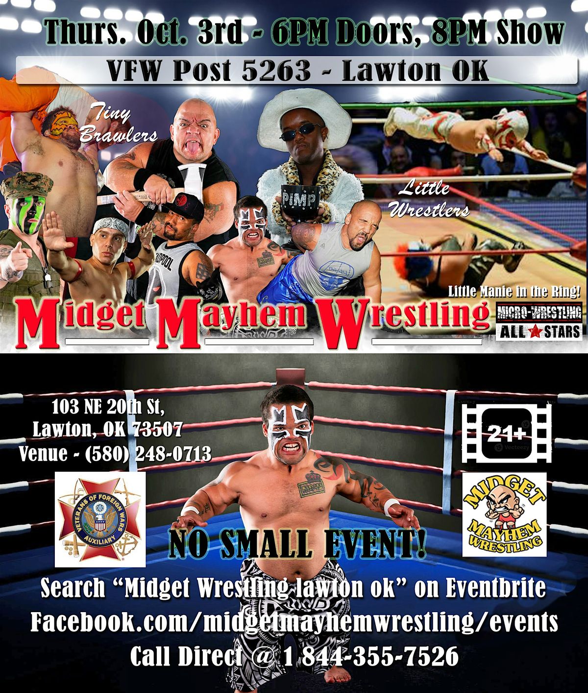 Midget Mayhem Wrestling Goes Wild!  Lawton OK (21+)