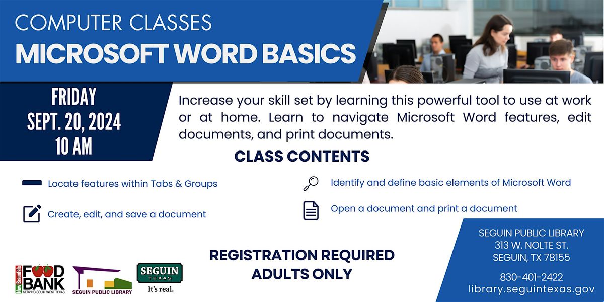 Word Practical Computer Class Science Computer Class: Microsoft Word Basics, Seguin Public Library, 20 ...