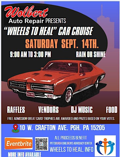 Car Cruise " Wheels to Heal"  Fundraiser for PCAC