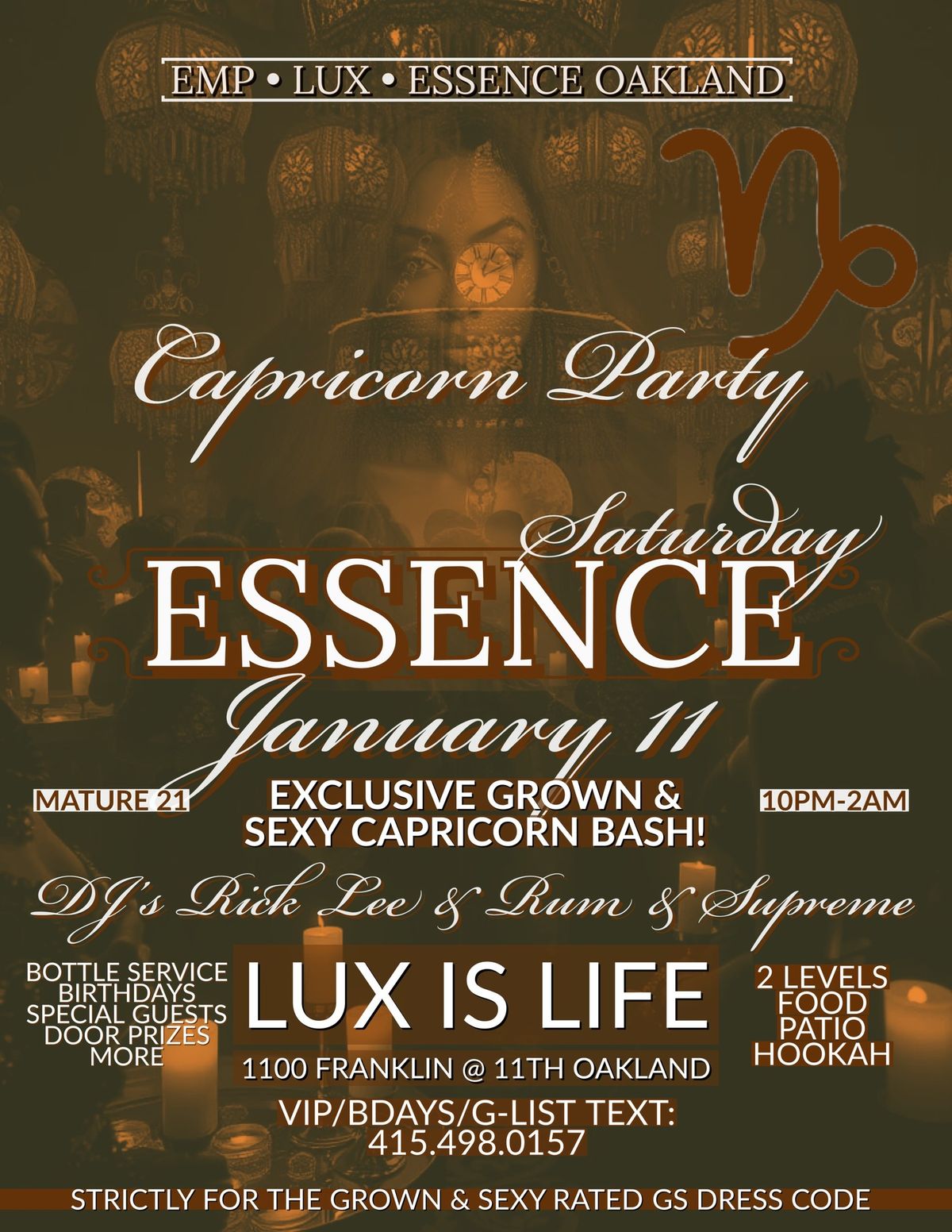 Essence Saturday Capricorn \u2651\ufe0f Party At Lux Oakland Happy New Year!!!