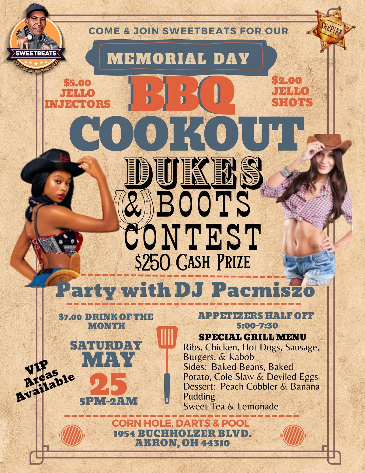MEMORIAL DAY COOKOUT: DUKES AND BOOTS