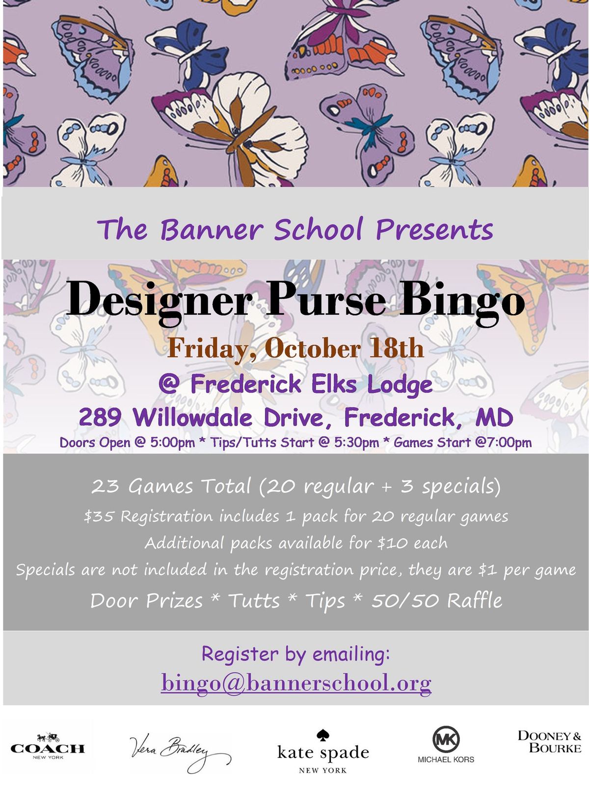 Designer Purse Bingo presented by The Banner School