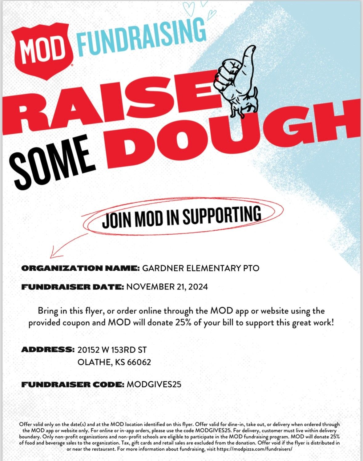 MOD Pizza restaurant fundraiser 