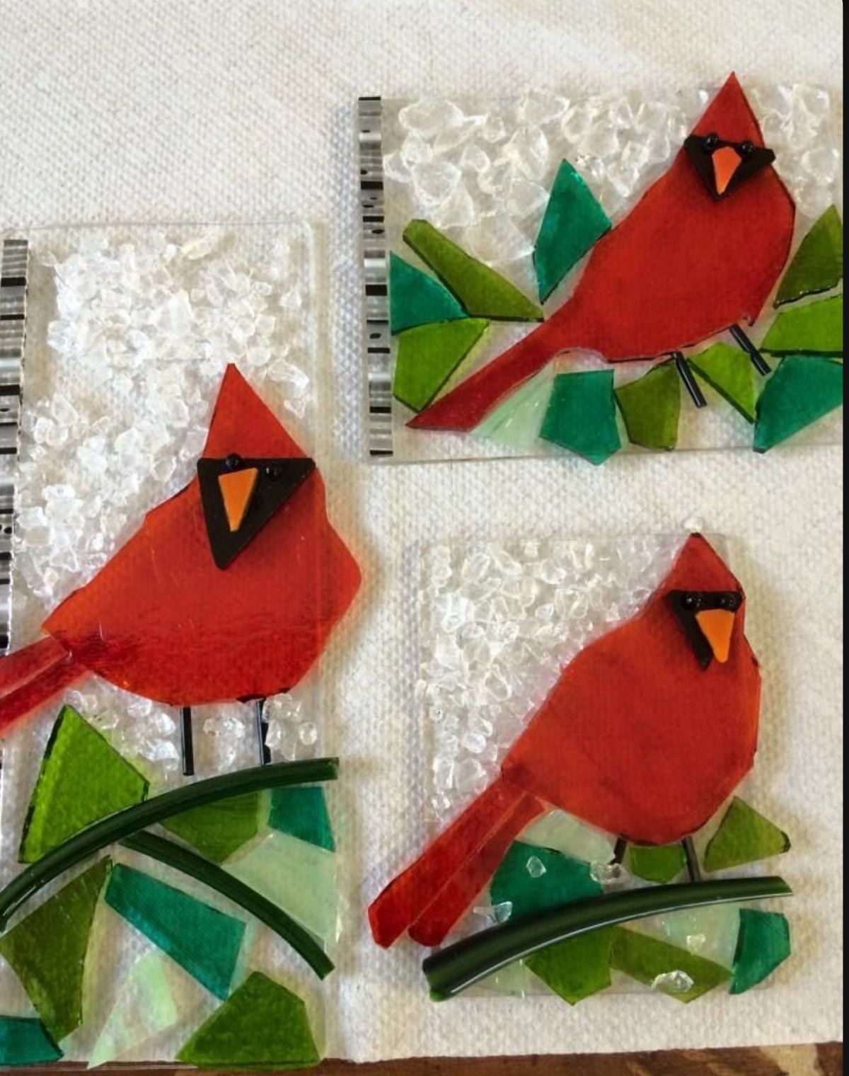 Fused glass Cardinal 