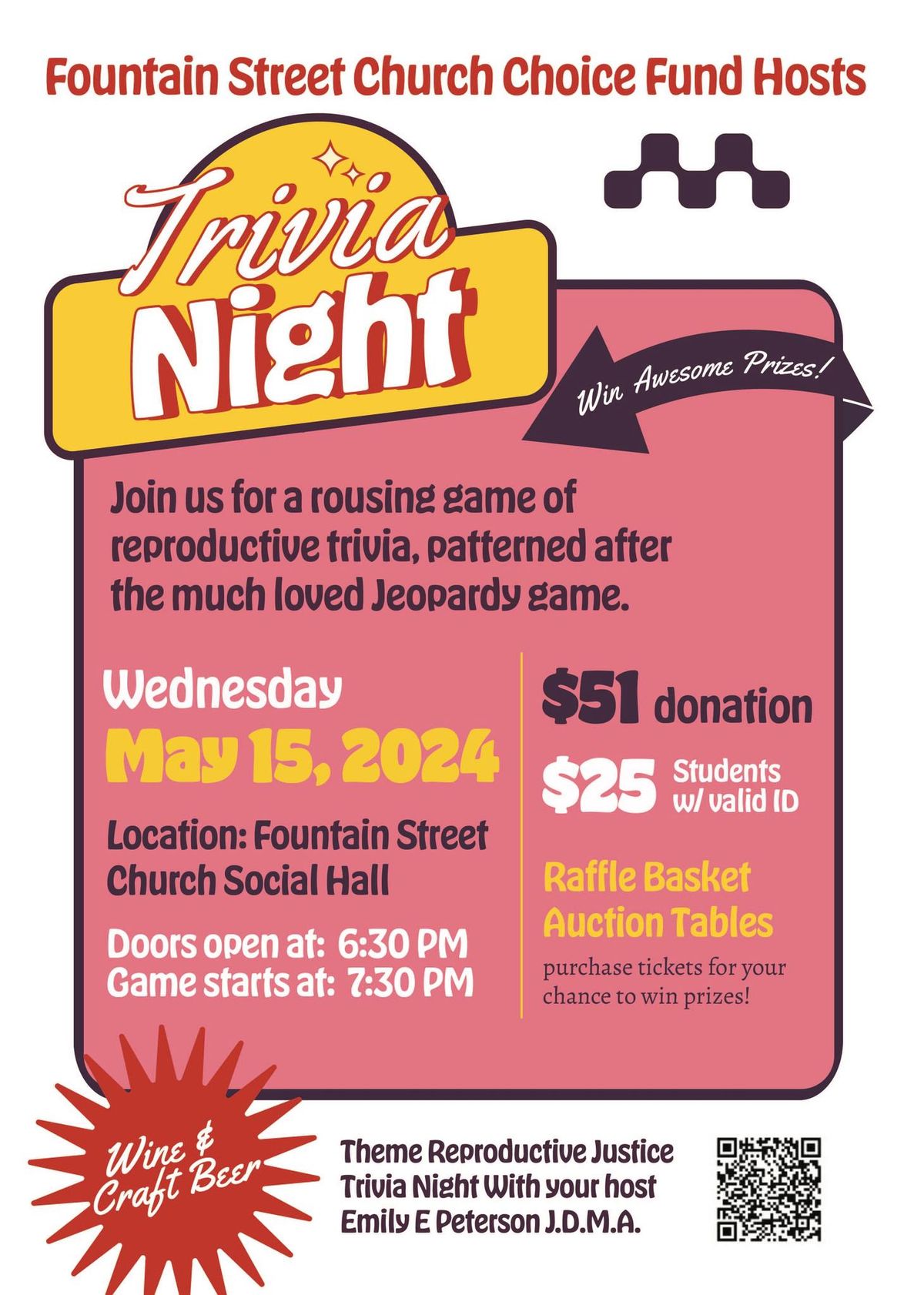 Fountain Street Church Choice Fund Fundraiser - Reproductive Justice Trivia Night
