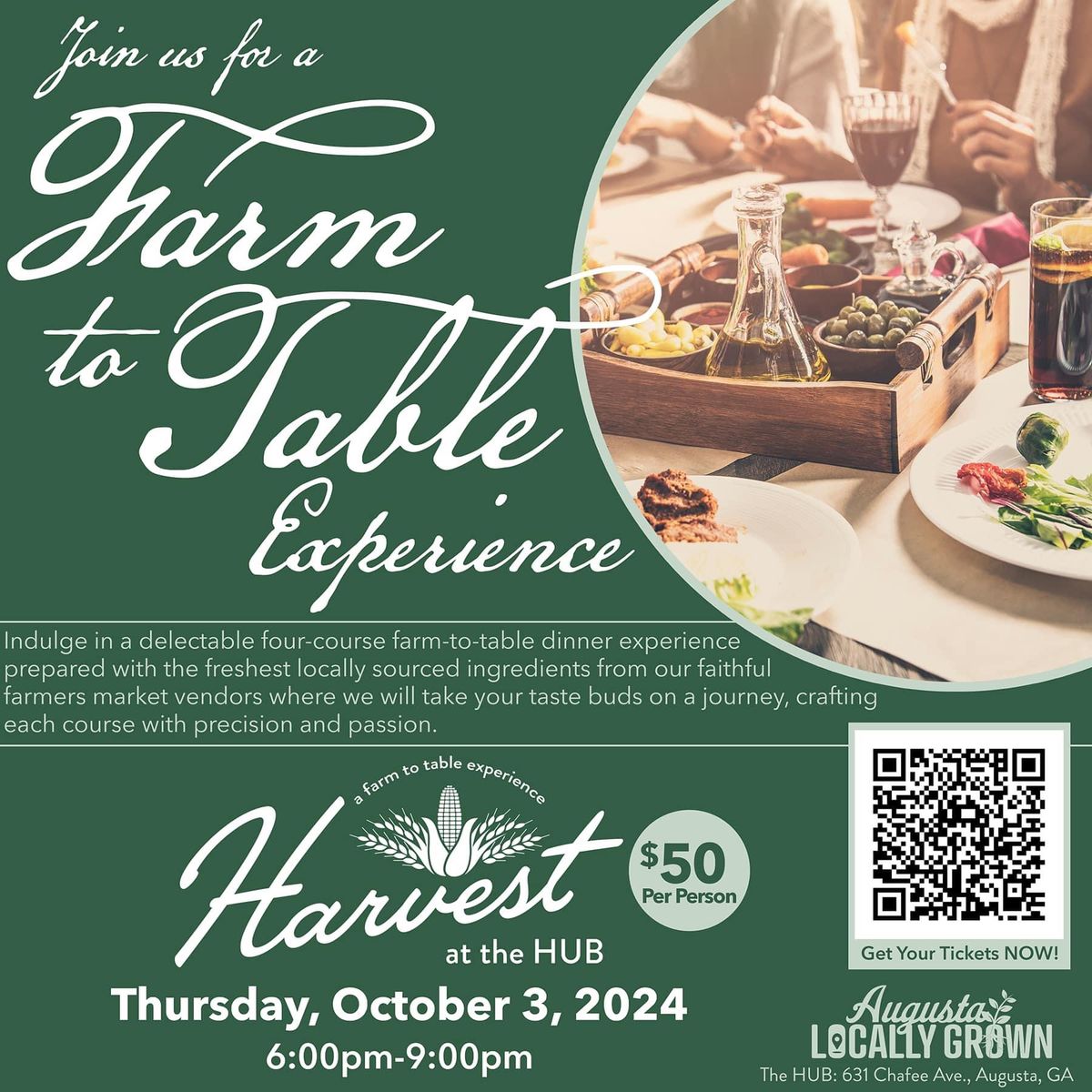 Harvest at the Hub Farm-To-Table Experience \ud83d\udc68\u200d\ud83c\udf3e\ud83c\udf7d\ufe0f | Augusta Locally Grown Fundraiser 