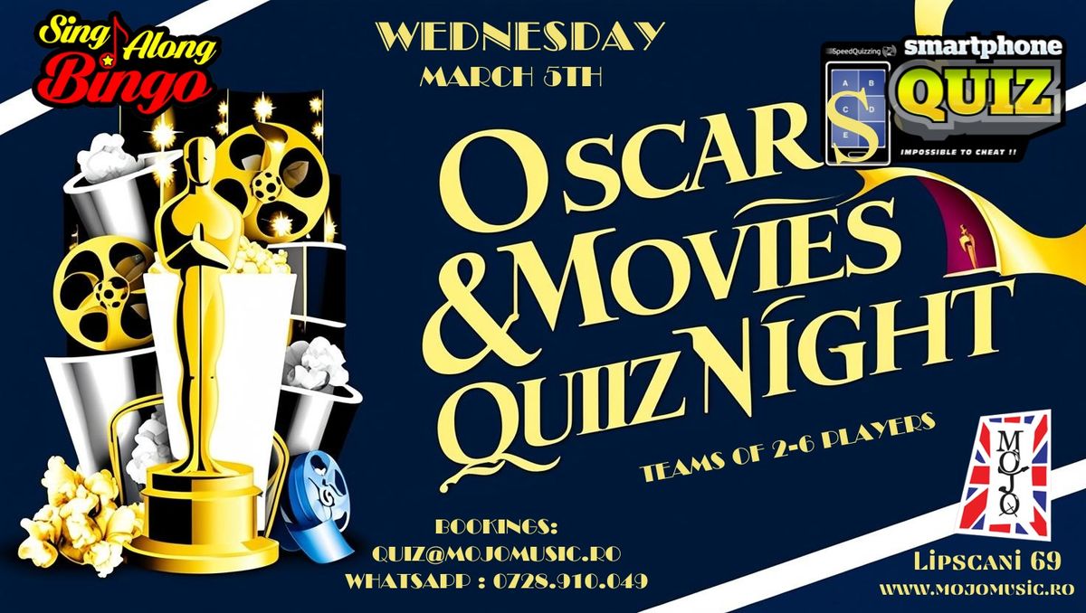 Oscars and Movies Speed Quiz PLUS Sing-Along Bingo!