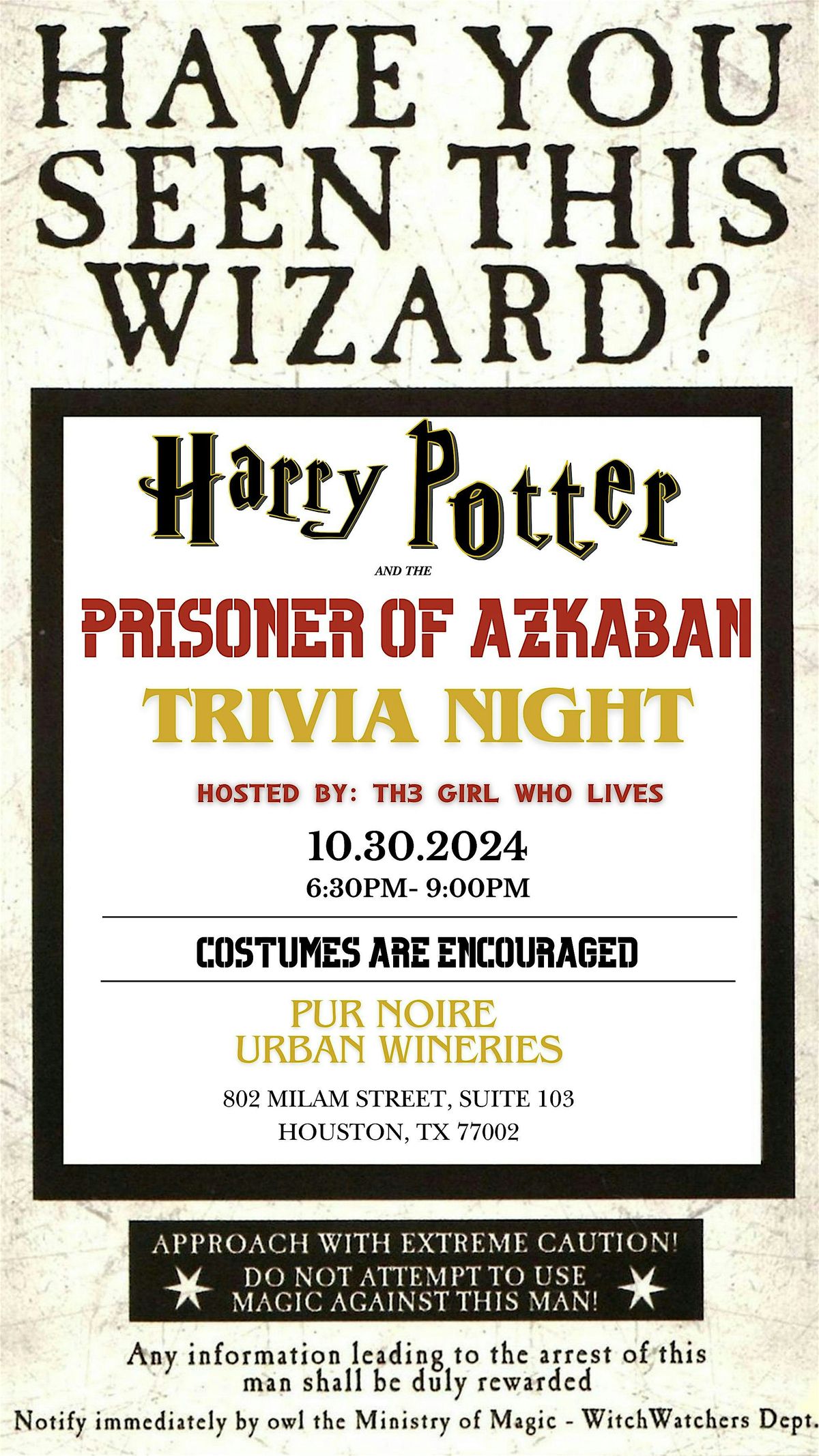 Harry Potter  and the Prisoner of Azkaban Trivia Night