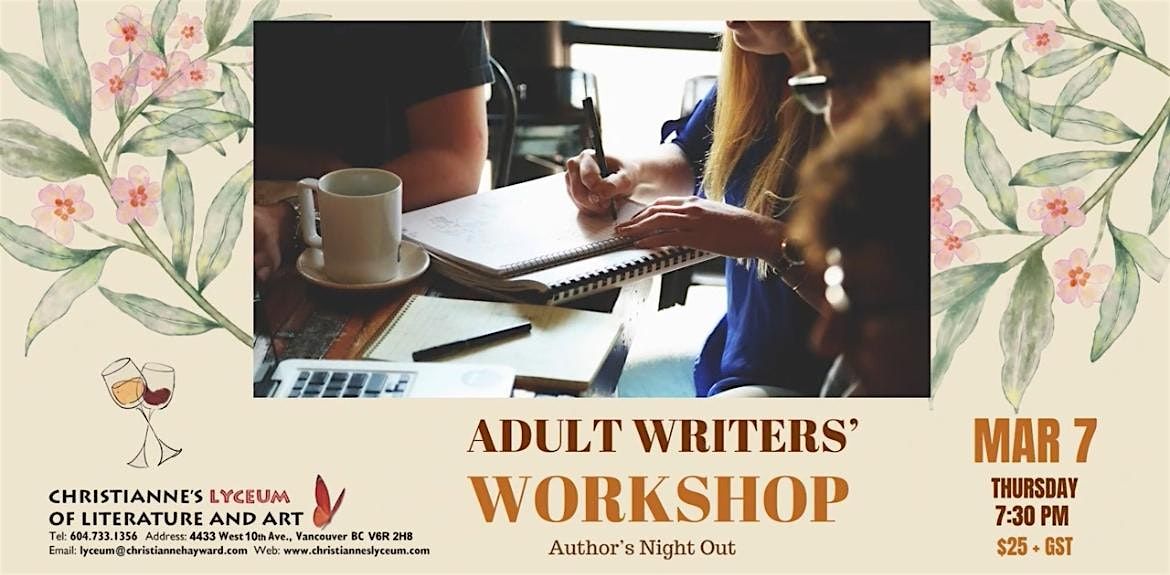 Authors' Night Out: Adult Writers' Workshop on March 7