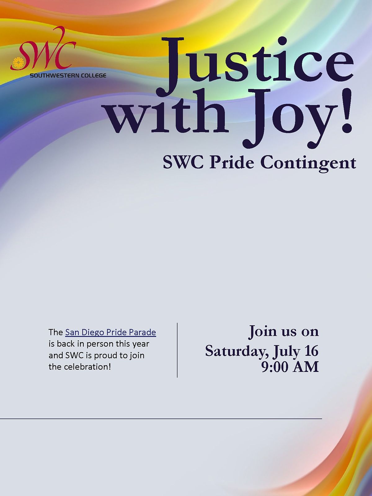 Justice with Joy! | SWC Pride Contingent