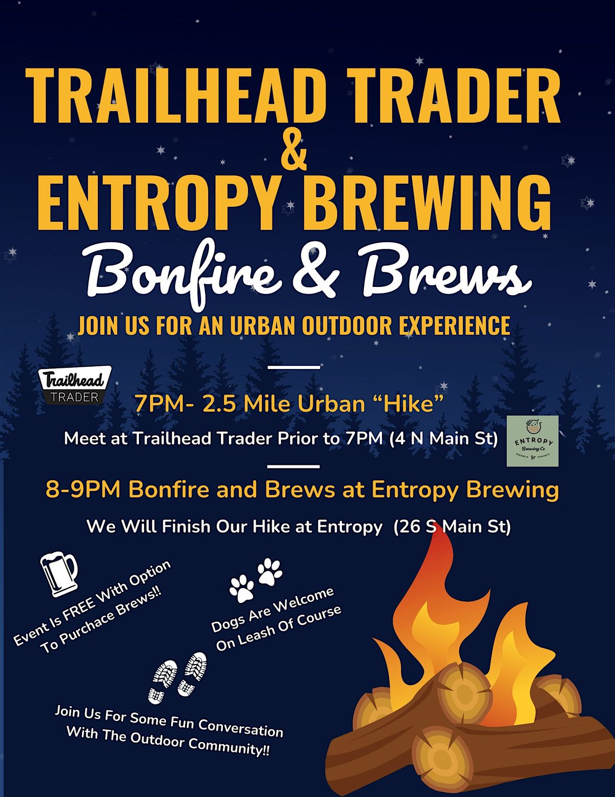 Boots, Bonfire and Brews- An Urban Outdoor Experience