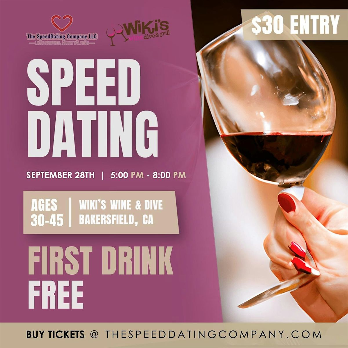 SPEED DATING | 30-45, FIRST DRINK FREE!