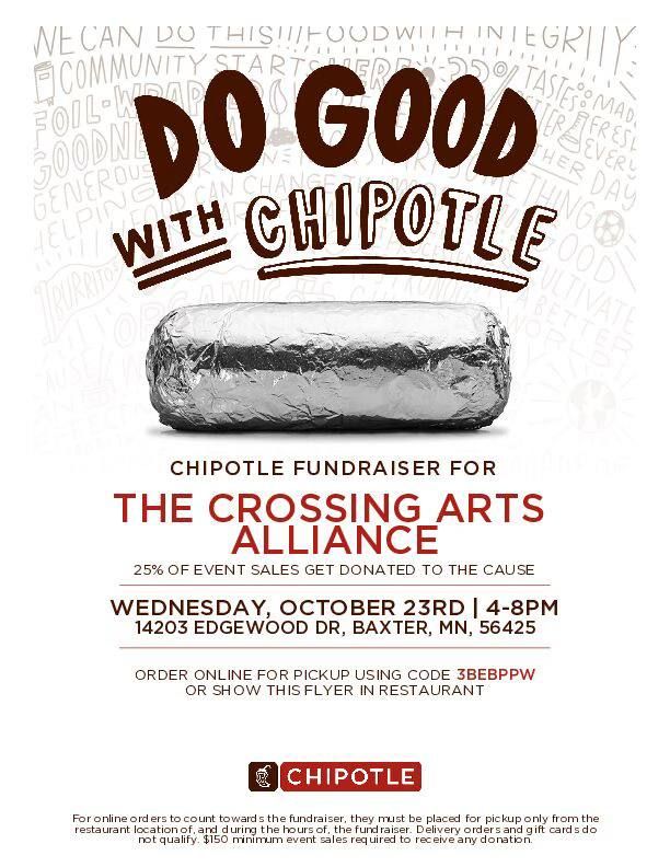 Chipotle Fundraiser for Crossing Arts!