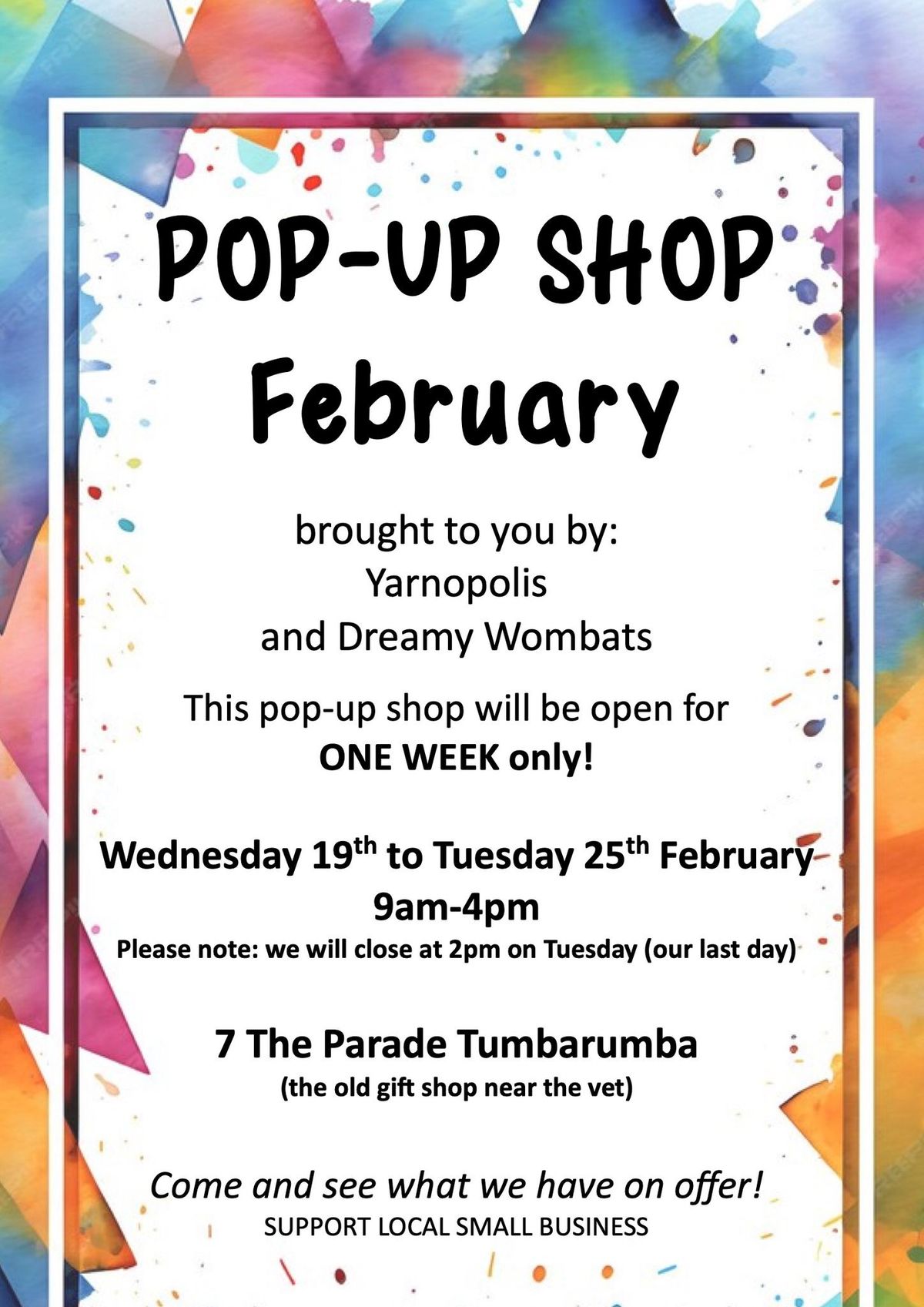 Pop Up Shop - 7 The Parade, Tumbarumba