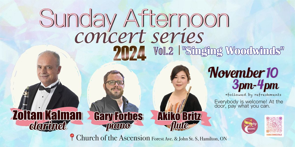 Sunday Afternoon Concert Series Vol.2 | Clarinet, Flute and Piano