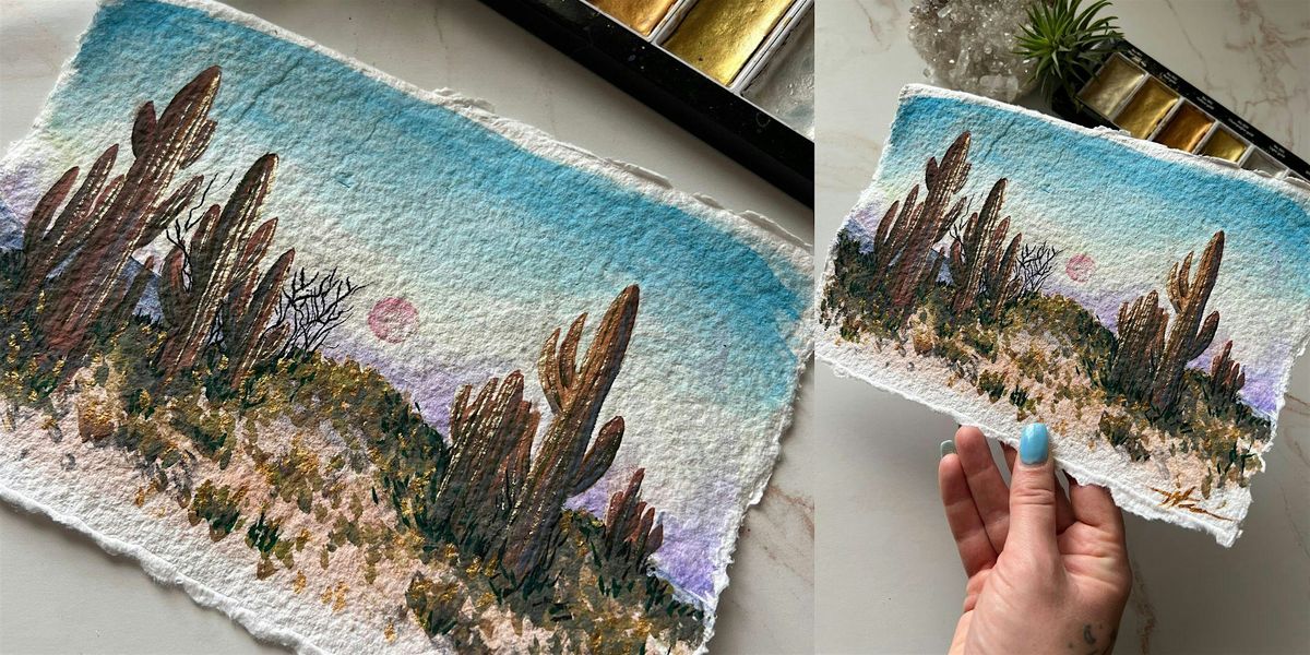 Paint and Sip: Watercolor Cactus Landscape