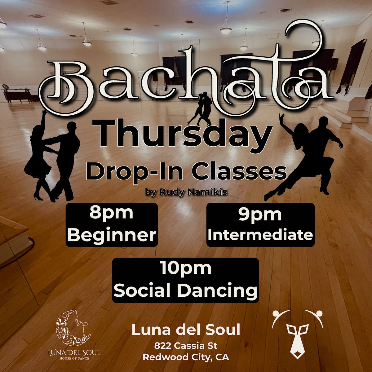 Bachata Social Dancing Drop-in Lessons (Beg & Int) & Social in Redwood City