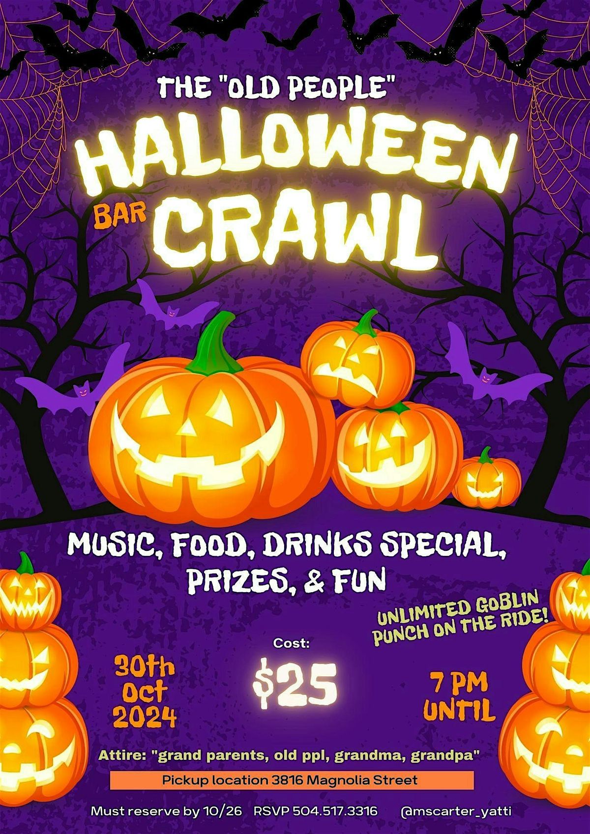 Halloween Nola Bar Hop (Party bus+ UNLIMITED COCKTAILS))