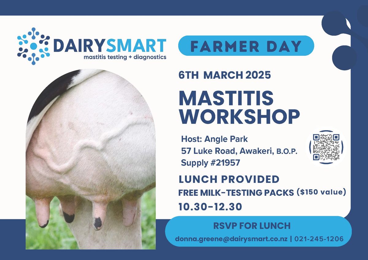 Whakat\u0101ne Dairy Farmers Mastitis Workshop w\/ Free $150.00 Milk Testing Kit & Lunch - DairySmart