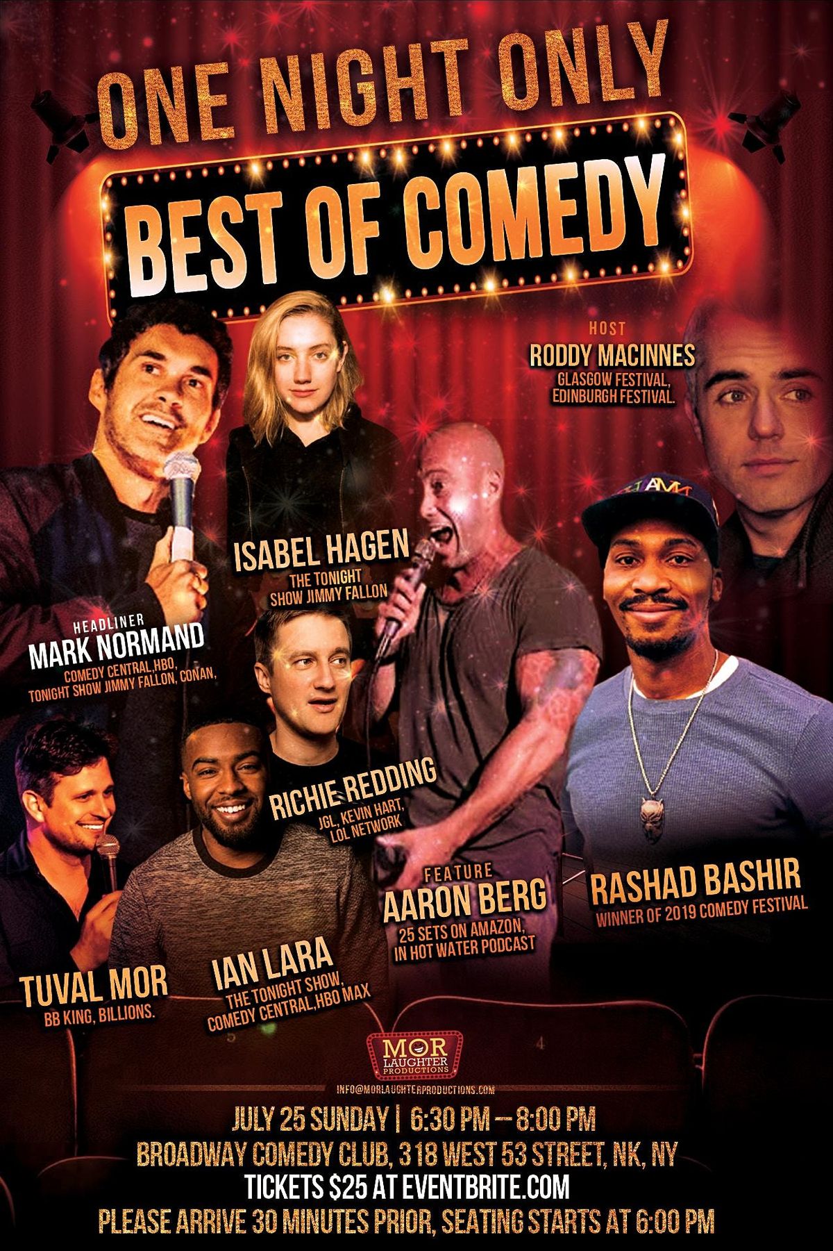 Stand-Up Comedy Show- "Best Of Comedy" at Broadway Comedy Club  - July 25th