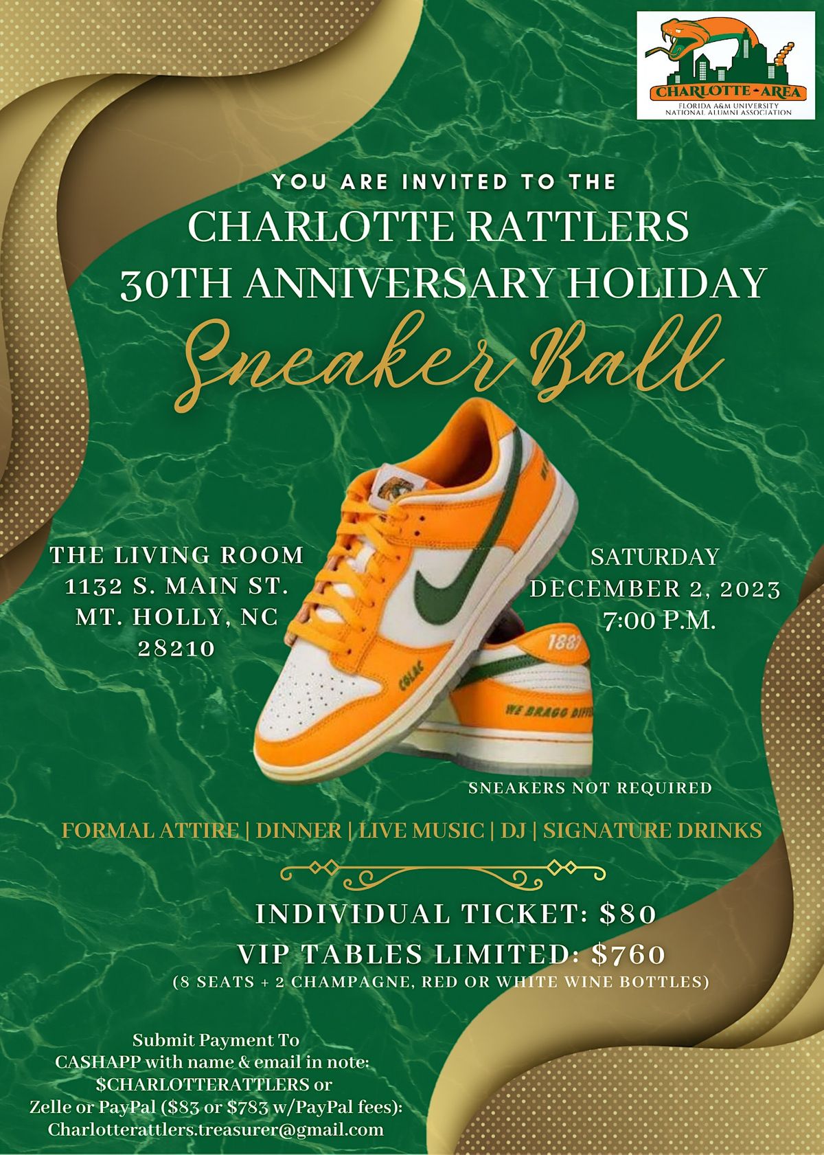 Charlotte Rattler's 30th Anniversary + Holiday Sneaker Ball