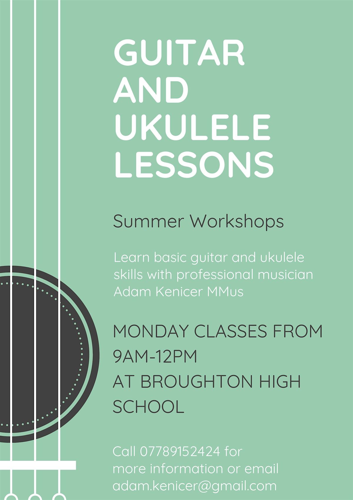 Summer Guitar and Ukulele Lessons