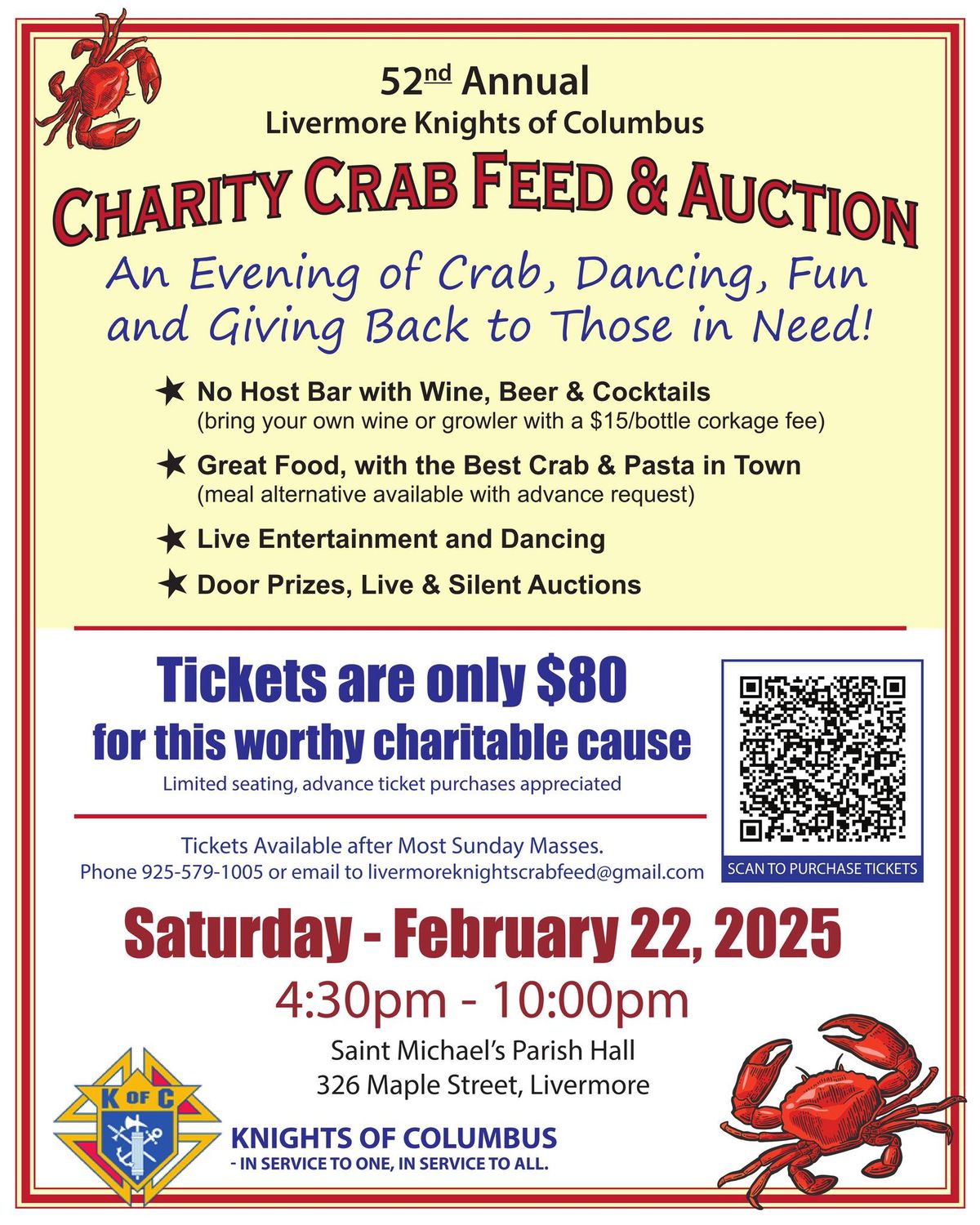 Livermore Knights of Columbus 52nd Annual Charity Crab Feed & Auction