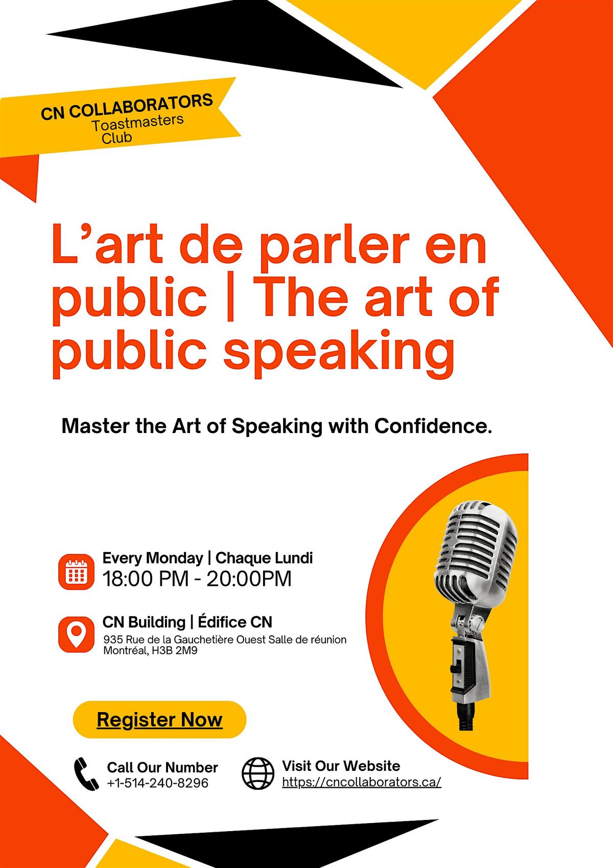 L\u2019art de parler en public | The art of public speaking (In person)