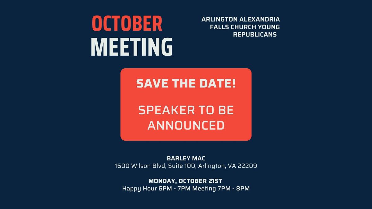 October Chapter Meeting and Happy Hour - Special Guest Speaker to be Announced