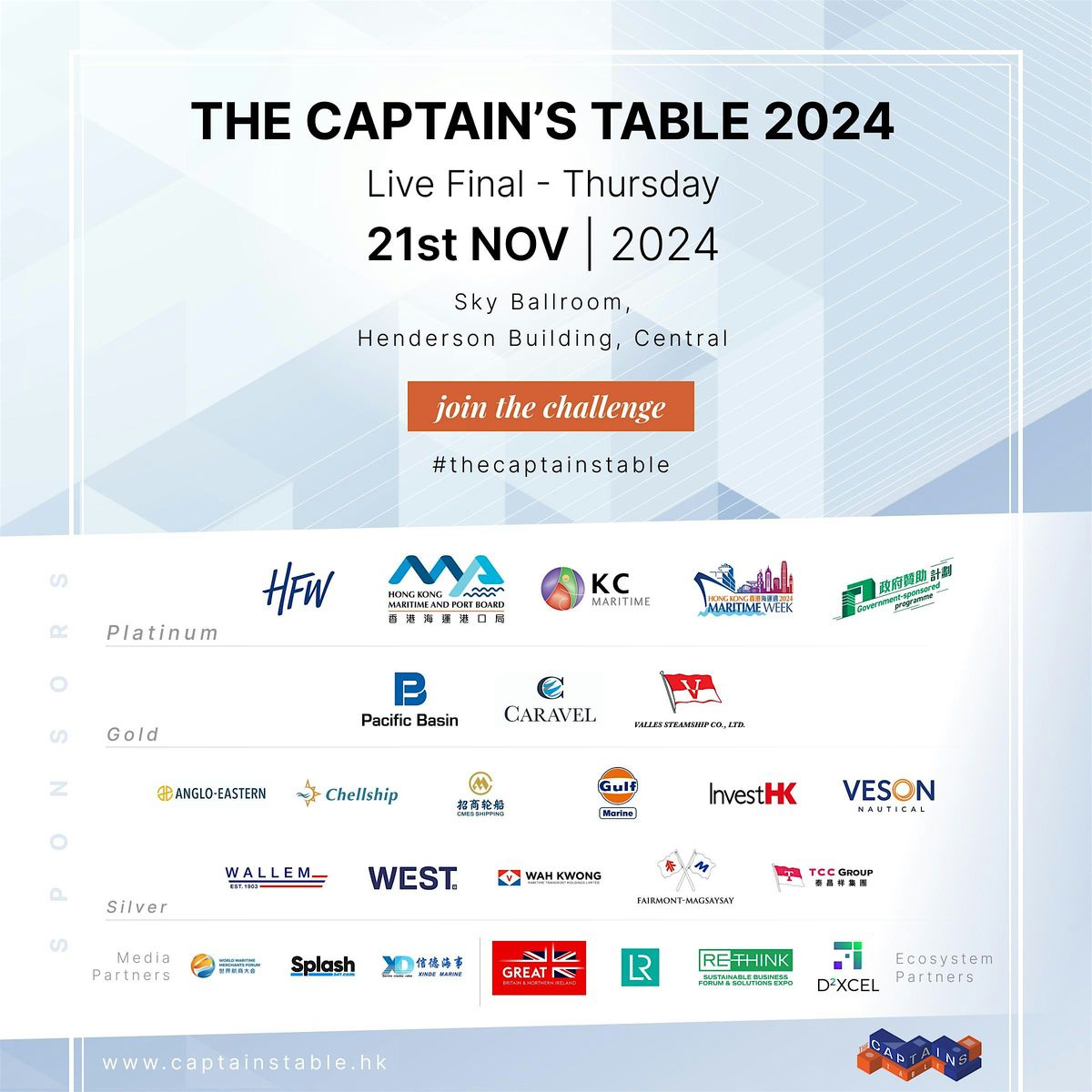 The Captain's Table - Live finals and networking cocktails