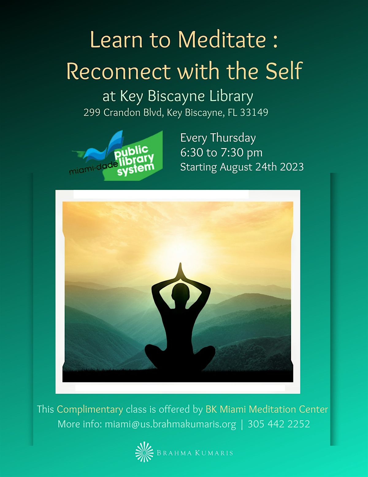 (Thursdays) Learn to Meditate at Key Biscayne Library