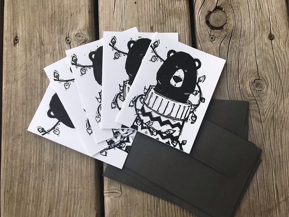 Learn Linocut Printmaking with Lisa - Holiday cards (2 Sessions), Tie ...