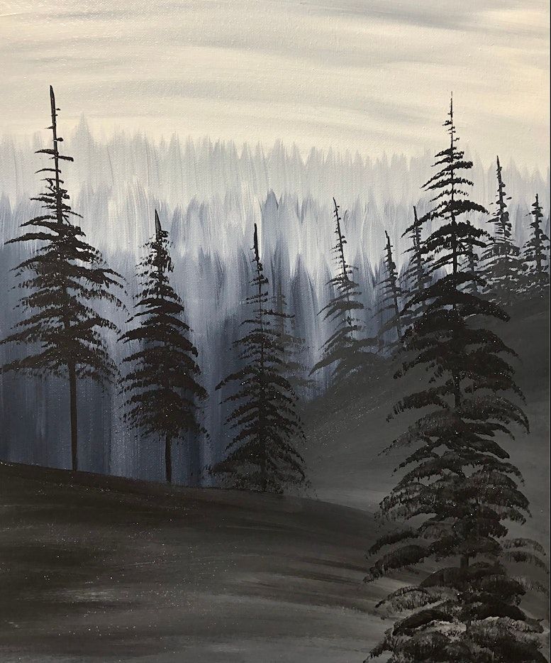 Monochromatic Forest Painting with Angela Hawes, ArtOMaddic Gallery