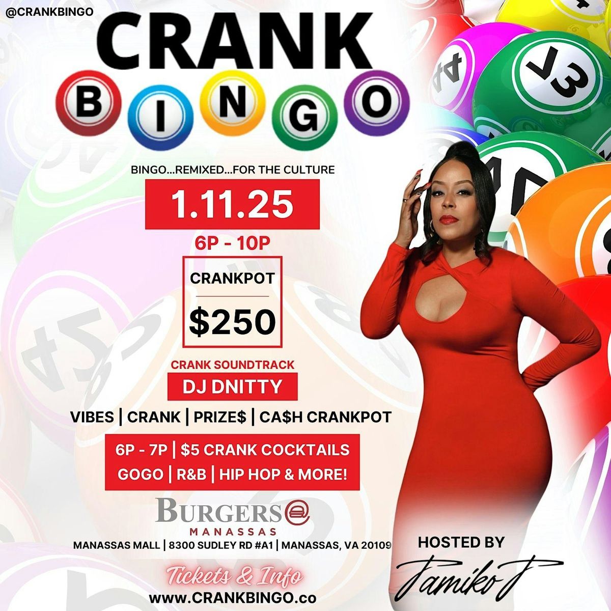 CRANK BINGO | BURGERS @ MANASSAS | JAN11