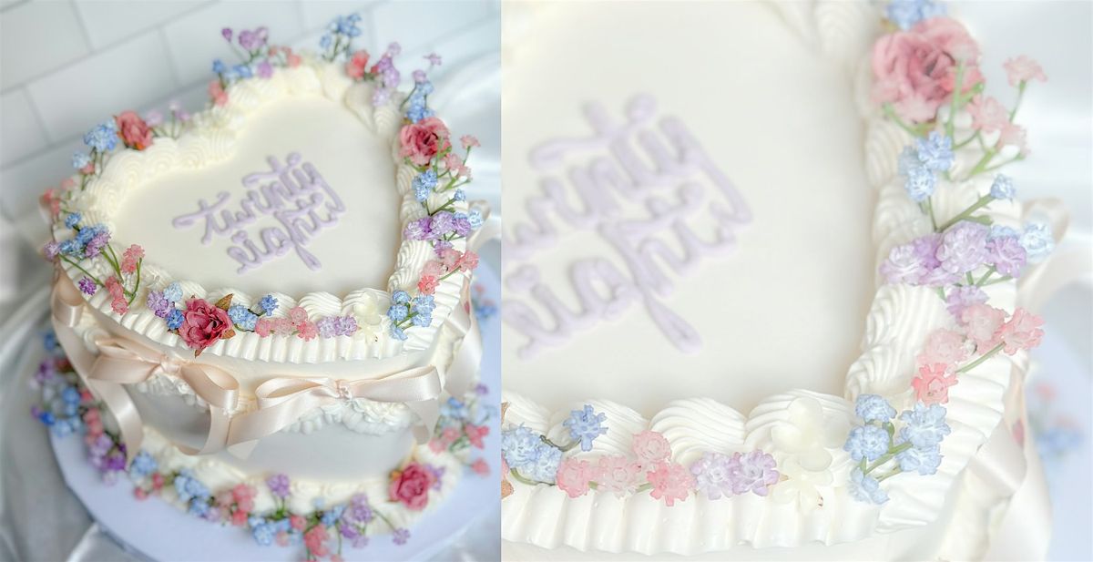 HTX Cake Decorating Experience: Floral Heart Cake