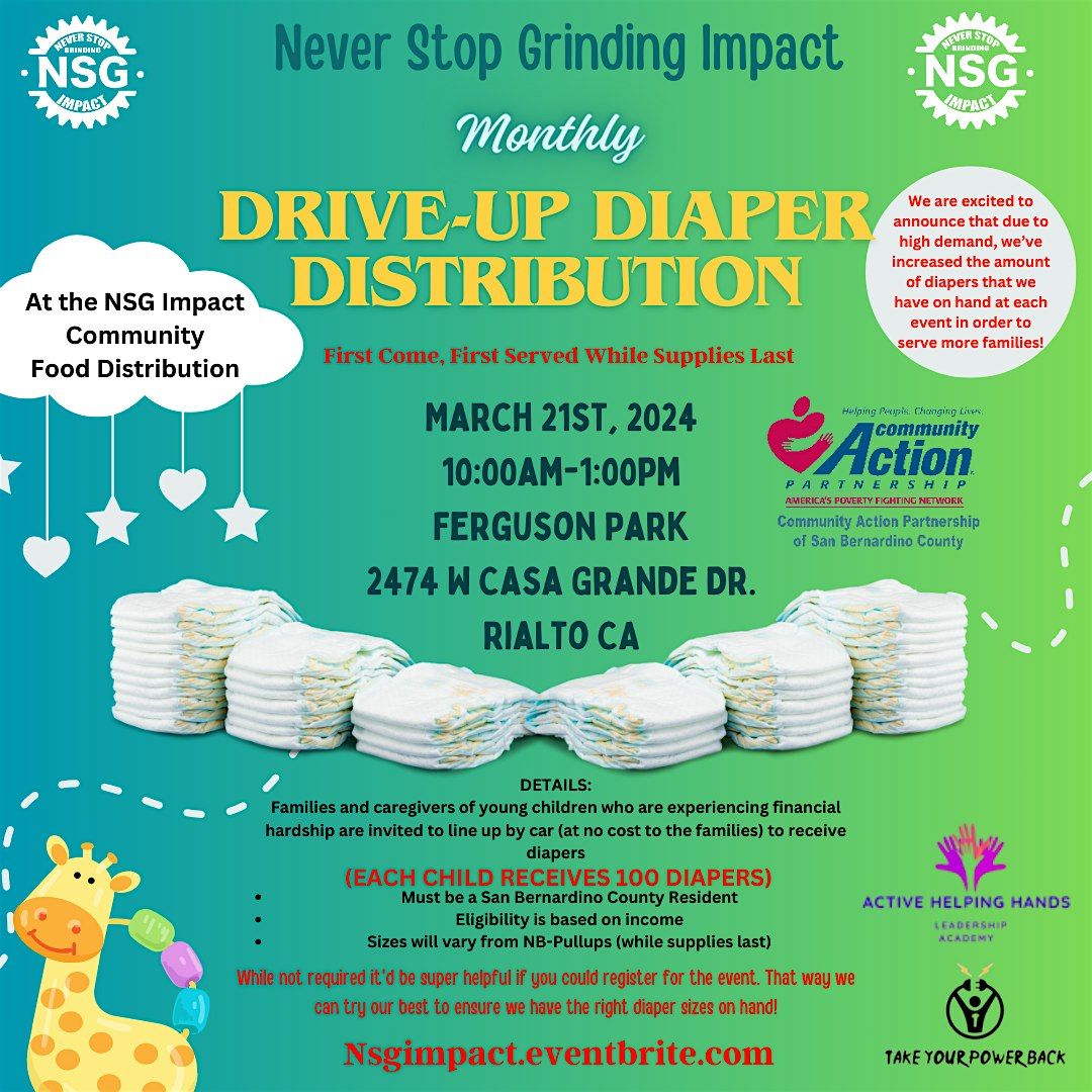 Diaper Distribution Free Diaper Distribution (Drive-Up)-March, Ferguson Park, Rialto, 21 ...
