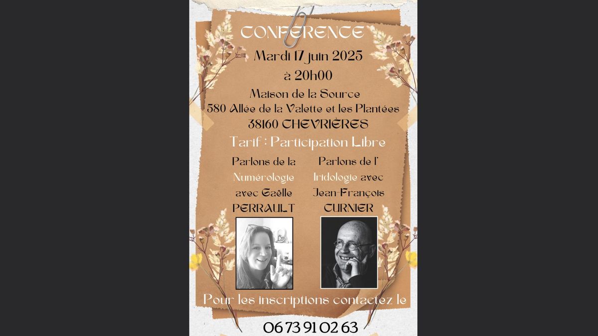 Conf\u00e9rence sur la num\u00e9rologie et l'iridologie