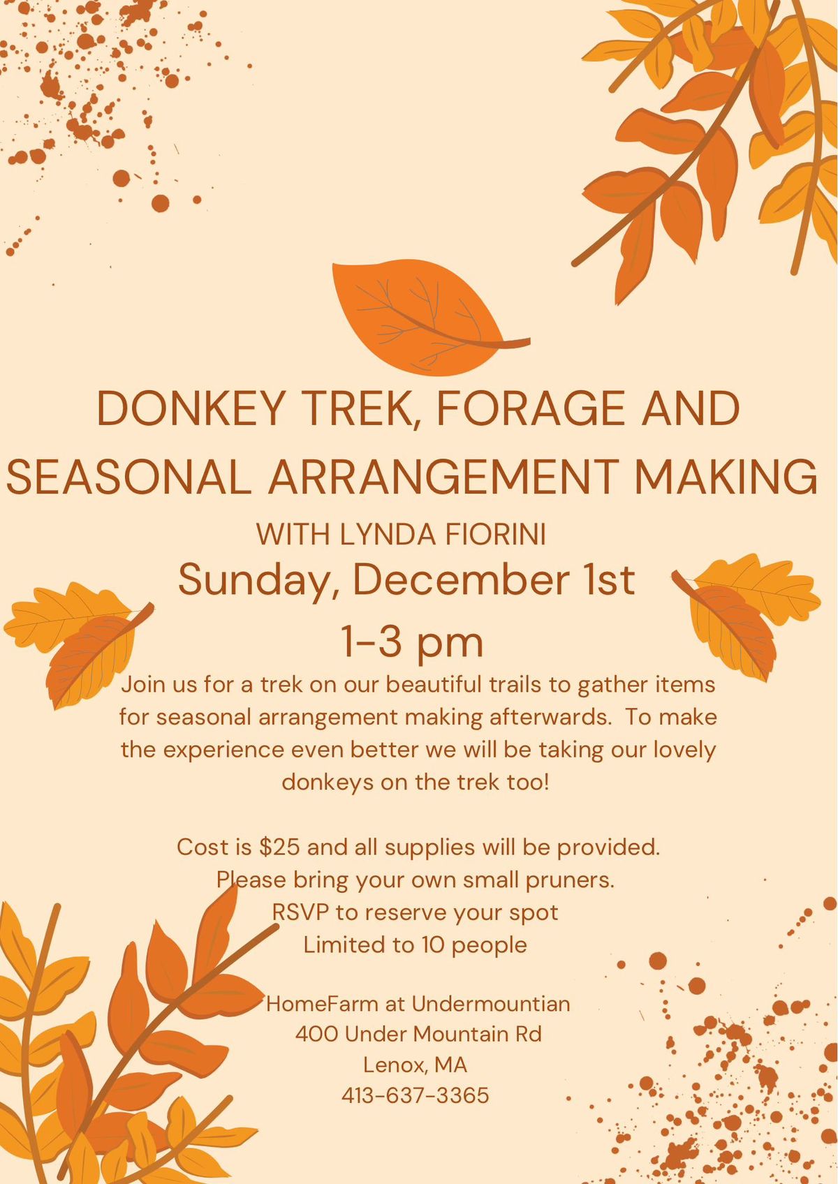 Donkey Trek, Forage and Seasonal Arrangement Making with Lynda Fiorini