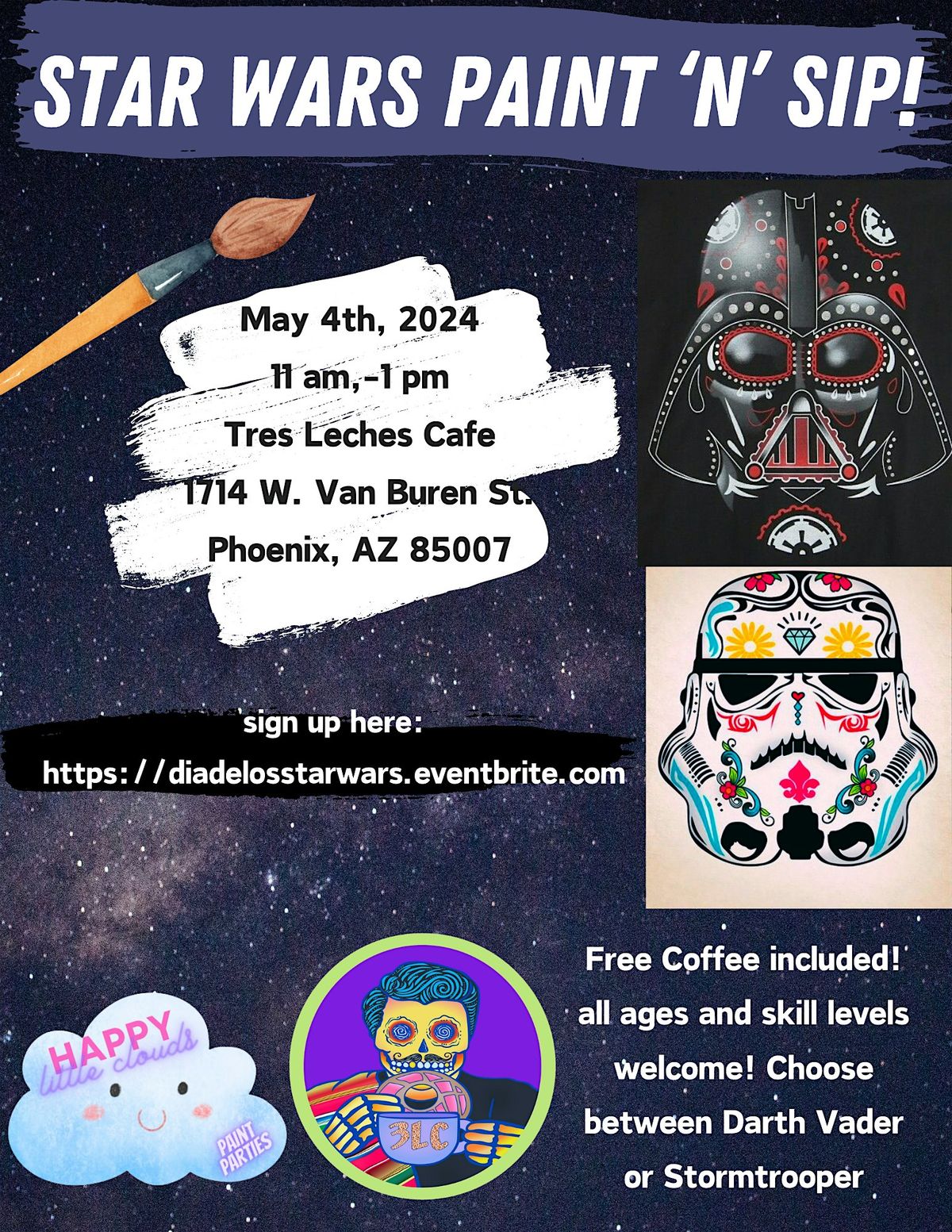 Dia De los Star Wars Paint and Sip at Tres Leches Cafe