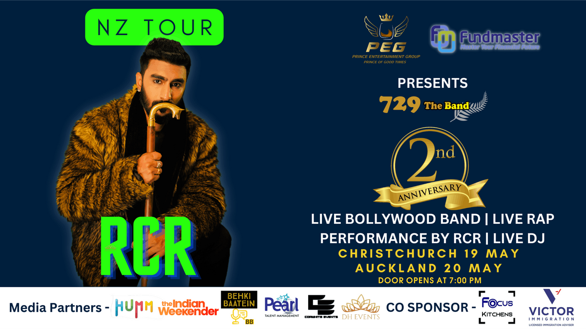 Rapper RCR NZ TOUR(Live) with 729 The Band(Bollywood) - 2nd Anniversary
