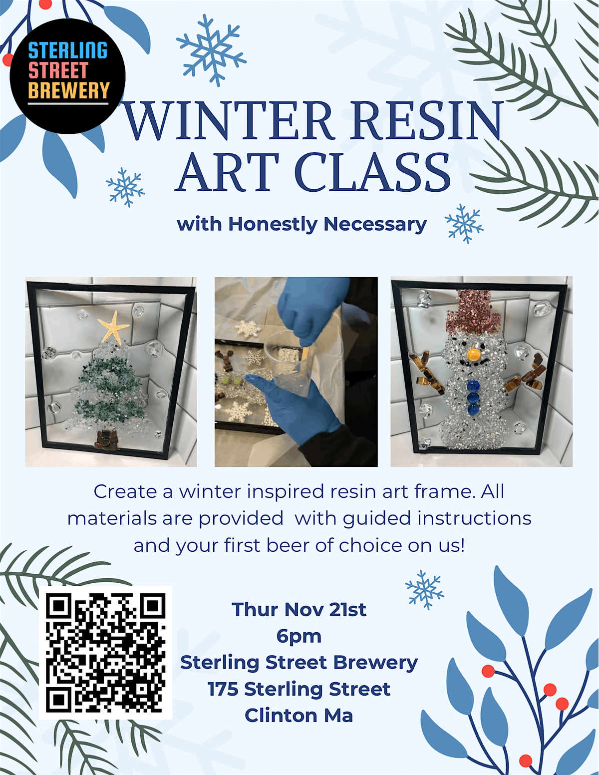 Winter Resin Art Class at Sterling Street Brewery