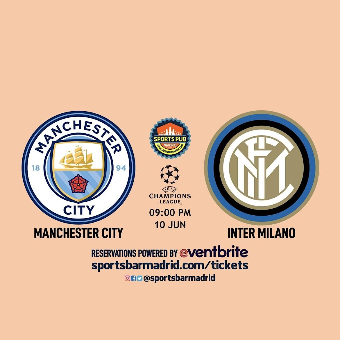 Man. City v Inter Milano | Champions League Final - Sports Pub San Mateo