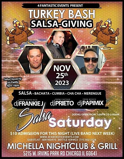 Turkey Bash Salsa-Giving Saturday @ Michella\u2019s Nightclub