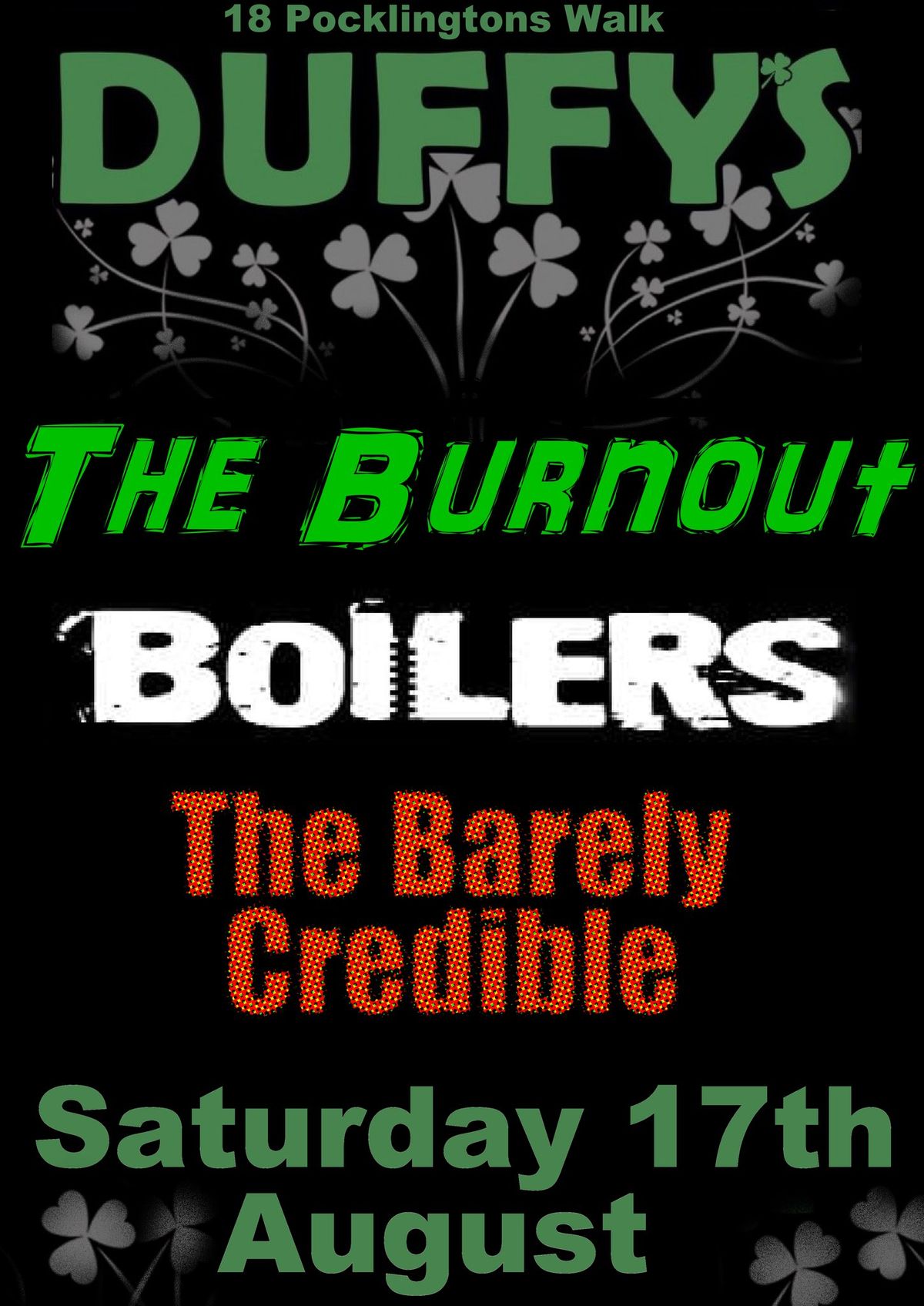 The Burnout + Boilers + The Barely Credible