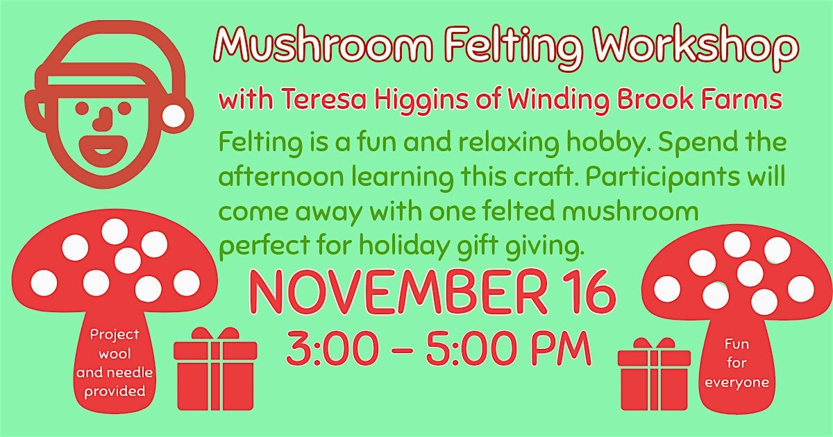 Mushroom Felting Workshop! Enjoy fun and relaxing hobby