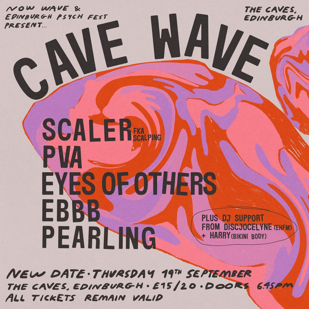 *NEW DATE* CAVE WAVE: Scaler, PVA, Eyes of Others, Ebbb and Pearling Live at The Caves - Edinburgh